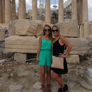 Adorable blue/green romper size small